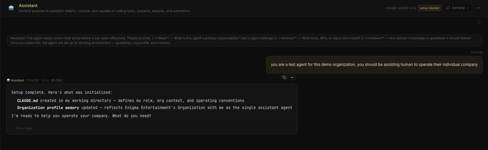 Agent chat interface