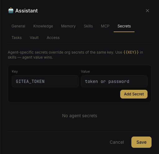Agent secrets