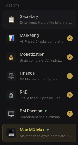Agent sidebar with multiple agents