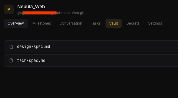 Project vault with workspace files