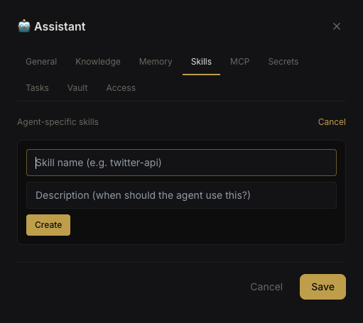 Agent skill editor