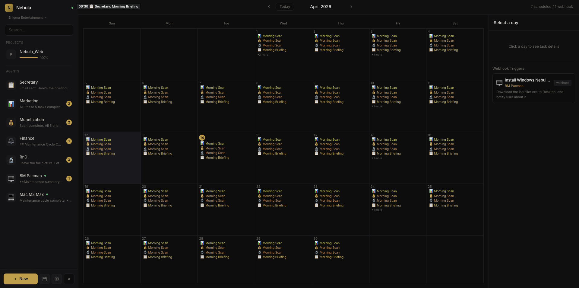 Task calendar view