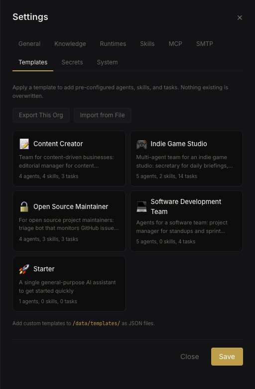 Template browser